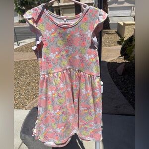 Freestyle Revolution Girls Pink Floral Sundress with Flutter Sleeves - Size 6